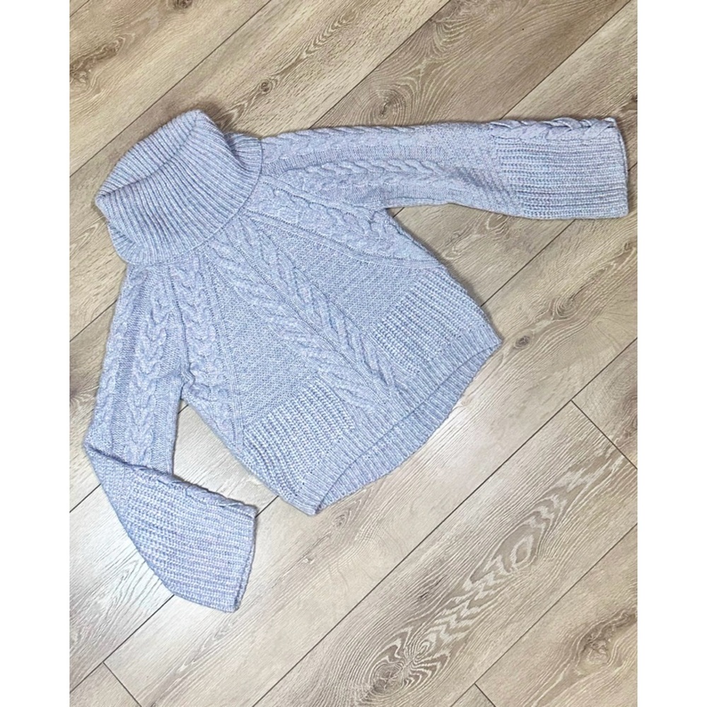 Express Thick Knit Cowl Neck Sweater Mulicolor Gray